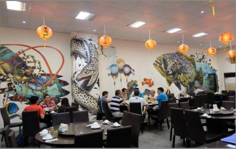 迪庆海鲜餐厅墙体彩绘
